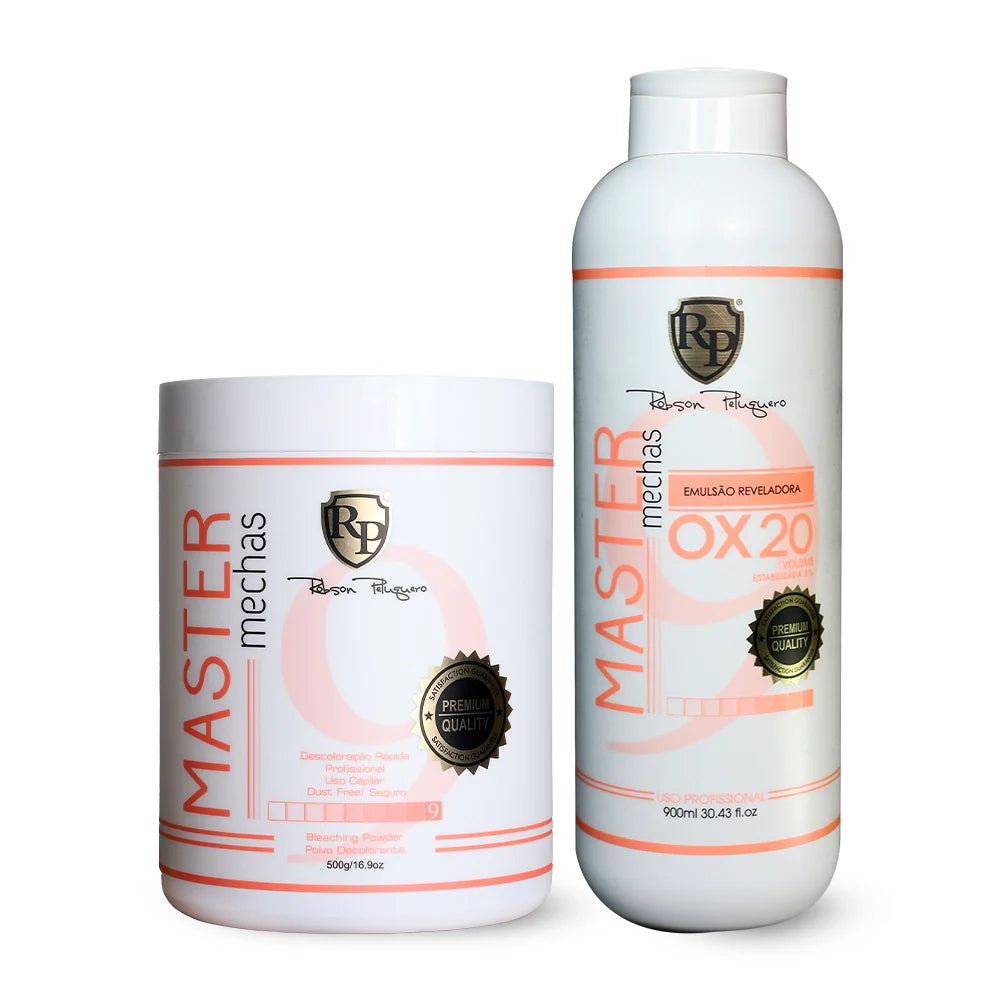 Kit Robson Peluquero Powder for Bleaching (Master Mechas) 500g / 17.6 Oz and Robson Peluquero Ox 20 900ml / 30.43 Oz
