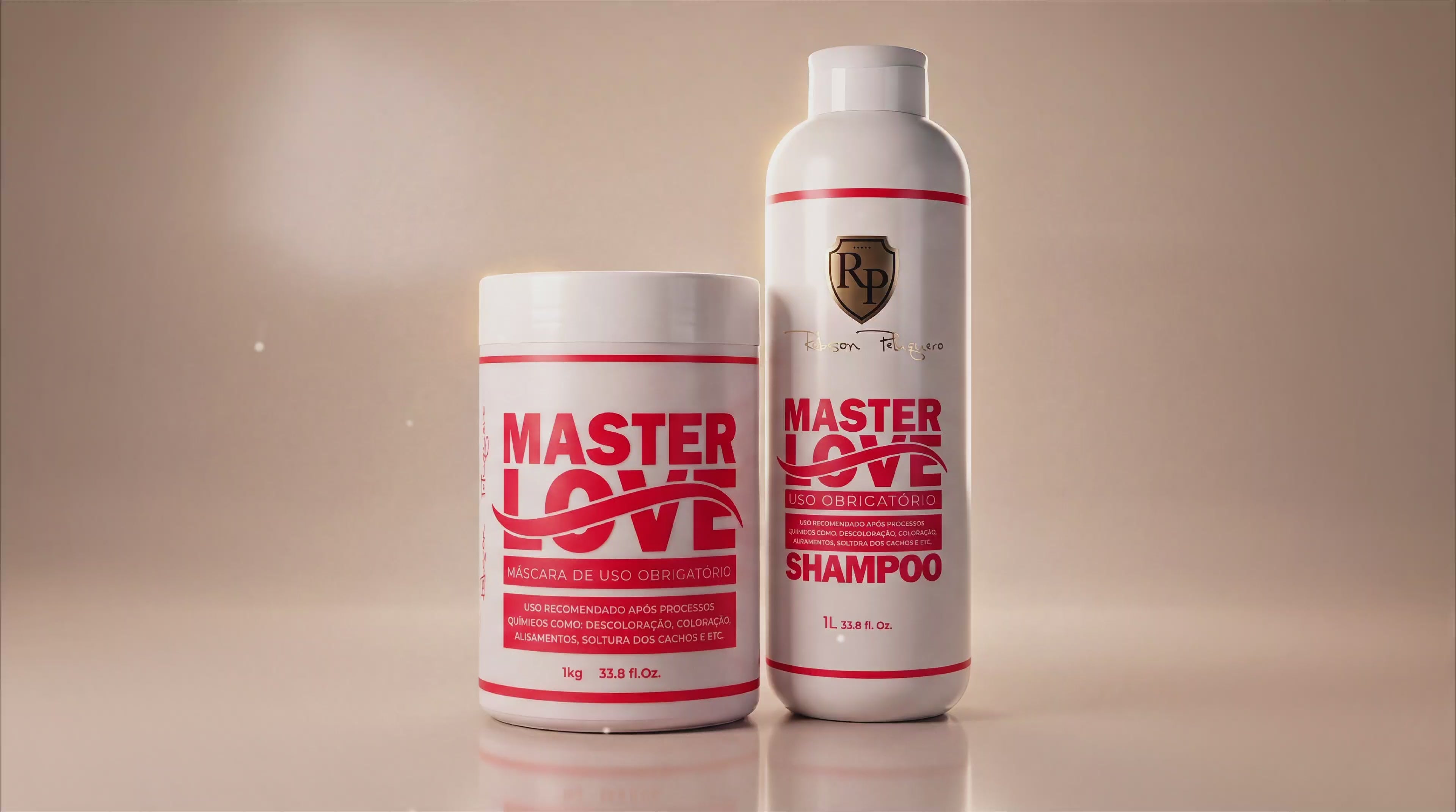 Load video: Kit Master Love Shampoo and Mask 1 Litre / 32.8 Fl Oz Robson Peluquero